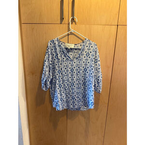 Women's Rory Beca Blouse, Size L, Blue & White